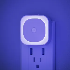 2 Pack Plug in Night Light with Motion Sensor & Dusk to Dawn Sensor, 3 Sensor Modes, Blue Night Lights Plug into Wall, Dimmable Nightlight as Gifts for Bathroom, Bedroom, Indoor