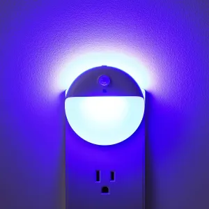2 Pack Plug in Night Light with Motion Sensor and Dusk to Dawn Sensor, Stepless Dimming, Blue LED Nightlight with 3 Lighting Ways for Bathroom, Bedroom,Gifts for Girls, Boys, Adults