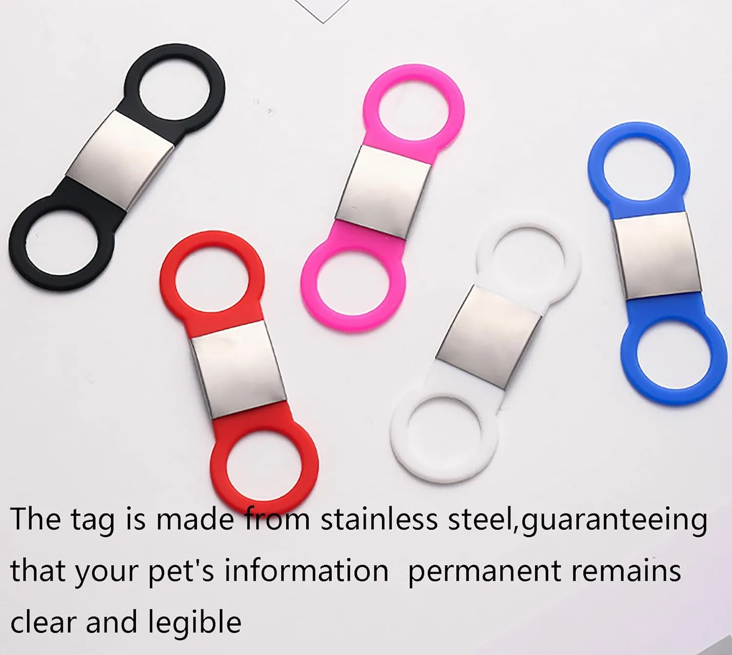 21 Pcs Blank Slide On Silent Pet ID Tags, Blank S/M/L Quiet Chew-Proof Dog Cat Collar Tag, Stainless Steel Silicone Dog Cat Pet Name Tag (M, Red)