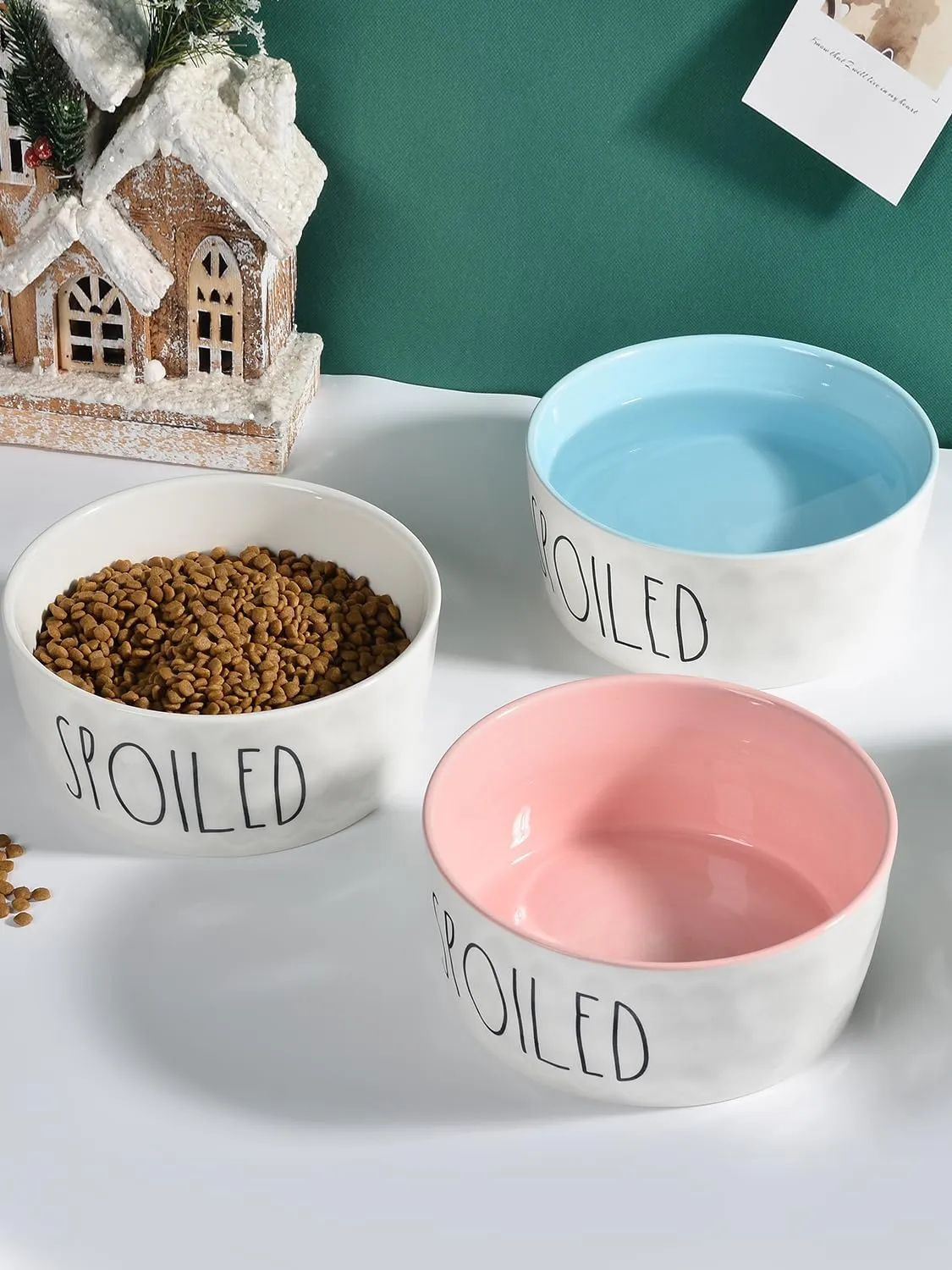 27OZ Ceramic Dog Bowl - 6'' Extra Large Food Water Dog Bowl, Heavy Duty Non-Slip Dog Dish for Medium Dogs, Food Grade Porcelain Pet Feeder Bowl, Microwave & Dishwasher Safe, Pink