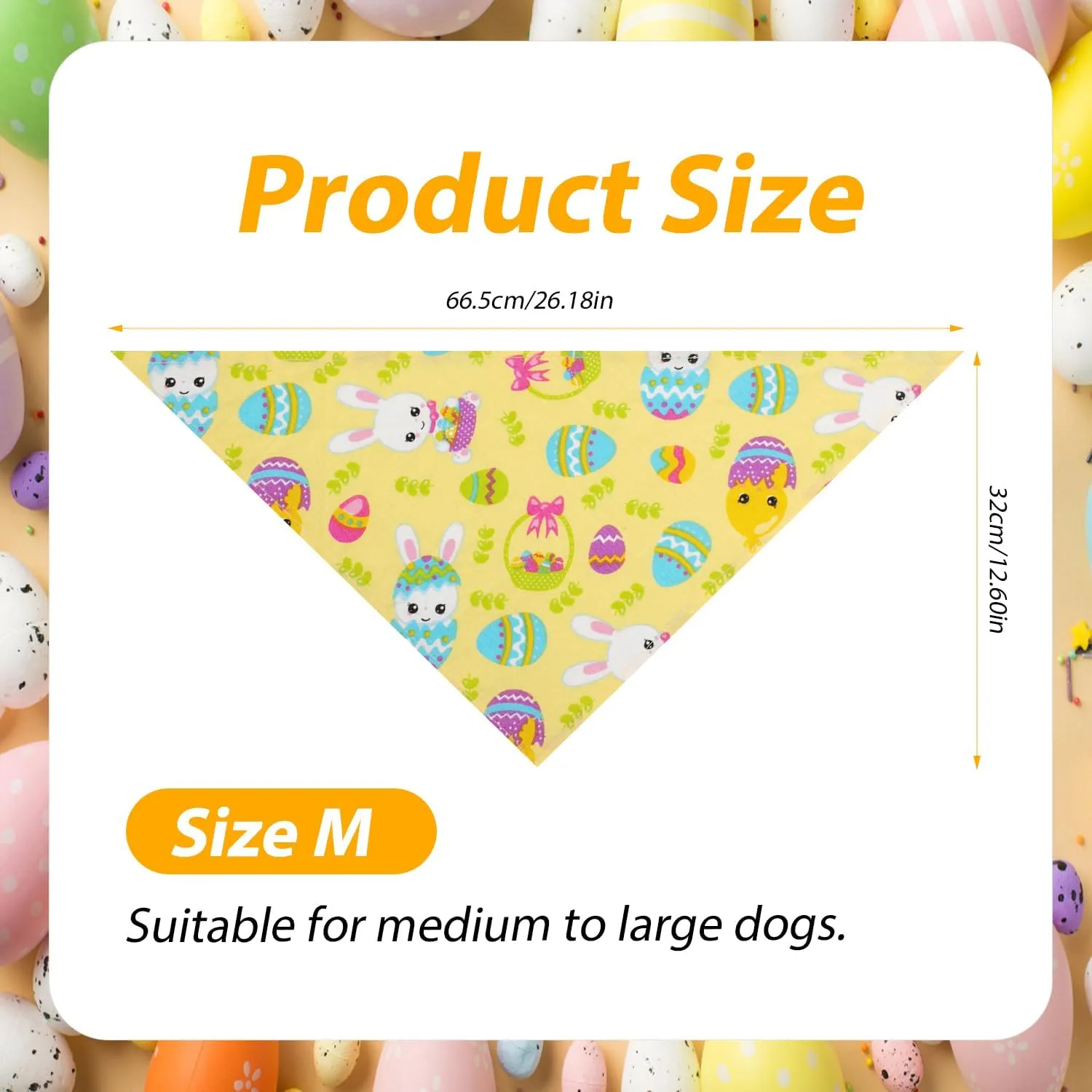 2pcs Easter Dog Bandana, Colorful Easter Dog Scarf Comfortable Cute Eggs Rabbit Elements Bunny Pet Bandana Polycotton Pet Costume Accessories for Puppies Cat Holiday Party (M)