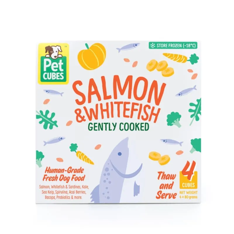 5% OFF [FREE MILK & ICE CREAM FOR 4 CASES] PetCubes Gently Cooked Salmon & Whitefish Frozen Dog Food 2.25kg