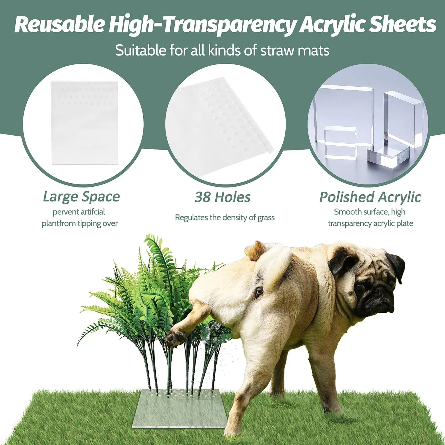 8Pcs Fake Grass Plants Pee Post for Dogs to Pee on, Guiding Male Dogs to Urine and Preventing Urine from Splashing Everywhere,Easy to Install and Clean(Persian Grass)