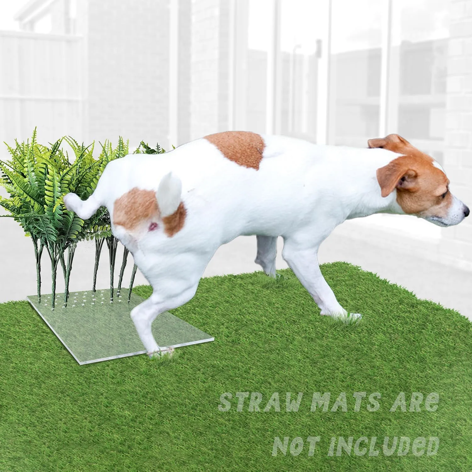 8Pcs Fake Grass Plants Pee Post for Dogs to Pee on, Guiding Male Dogs to Urine and Preventing Urine from Splashing Everywhere,Easy to Install and Clean(Persian Grass)