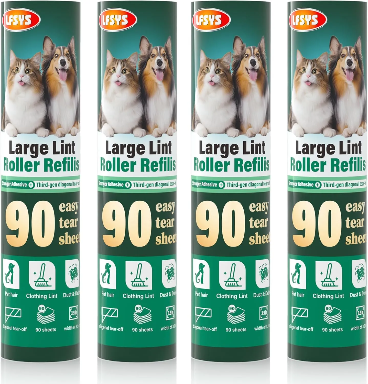 9.45 Inch Extra Sticky Lint Roller Refills 6 Pack (522 Sheets)  Durable and Sticky Rolls with Easy-Tear Perforations for Effortless Pet Hair and Lint Cleaning on Furniture, Carpets, and Clothes