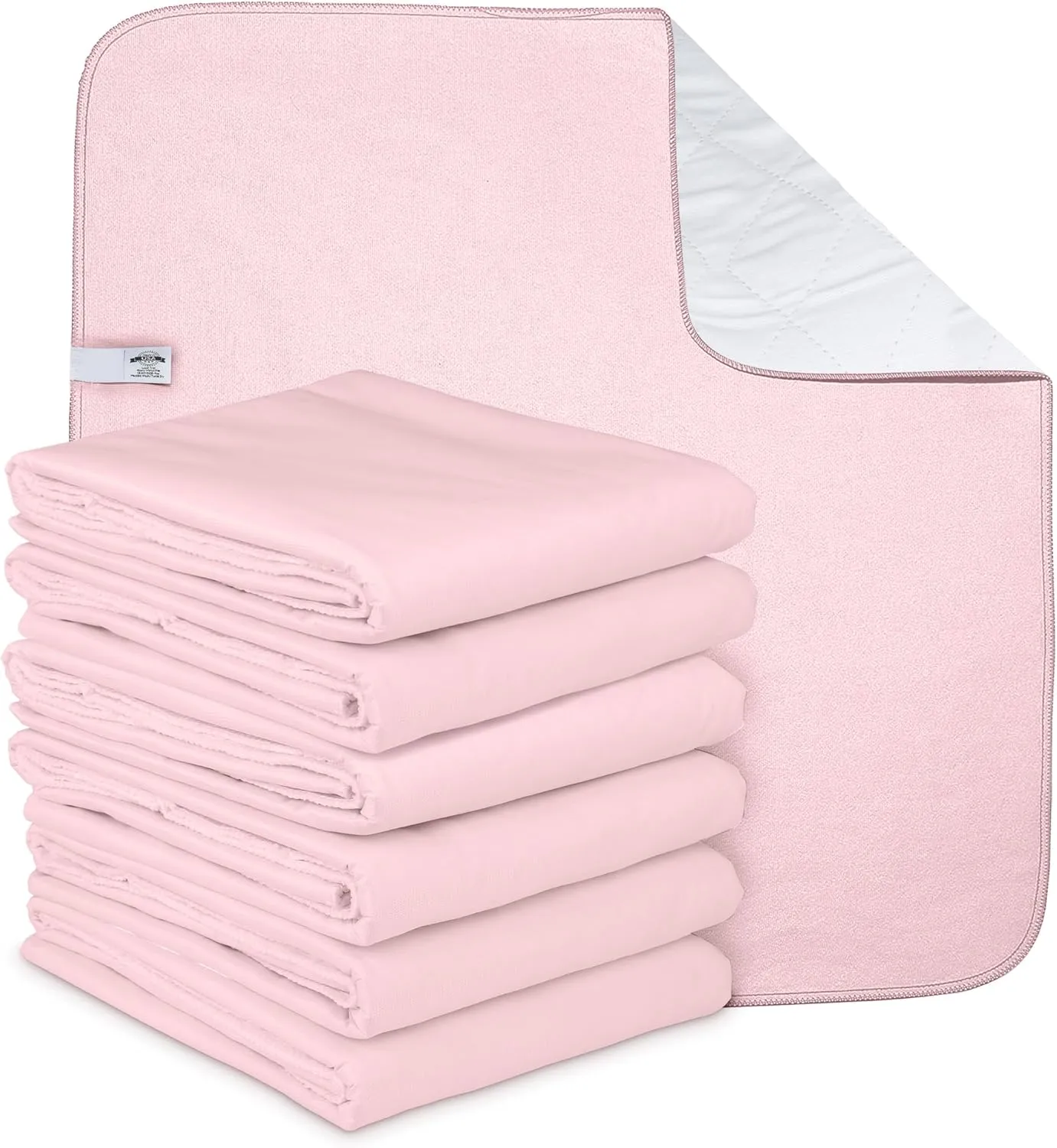 AbsorbEase Washable Underpads - Large Bed Pads for use as Incontinence Bed Pads, Reusable Pet Pads, Great for Dogs, Cats, Bunny, Seniors Bed Pad ((Pack of 6 - 34x36)), Pink