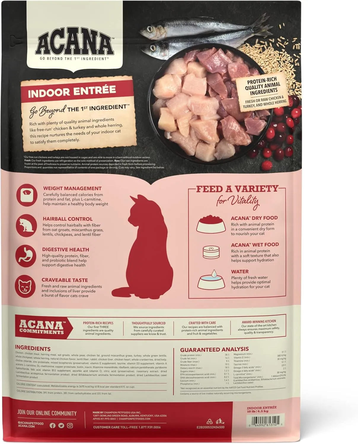 ACANA Indoor Entree Dry Cat Food, Free Run Chicken and Turkey Recipe, 10 lb
