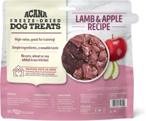 ACANA Singles Freeze Dried Dog Treats, Limited Ingredient Grain Free Lamb & Apple Recipe, 1.25oz (Pack of 2)