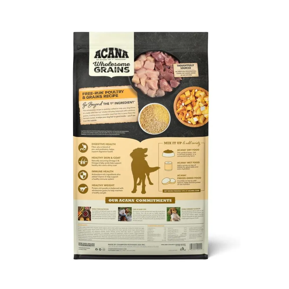 Acana Wholesome Grains Free Run Grains Recipe Dry Dog Food