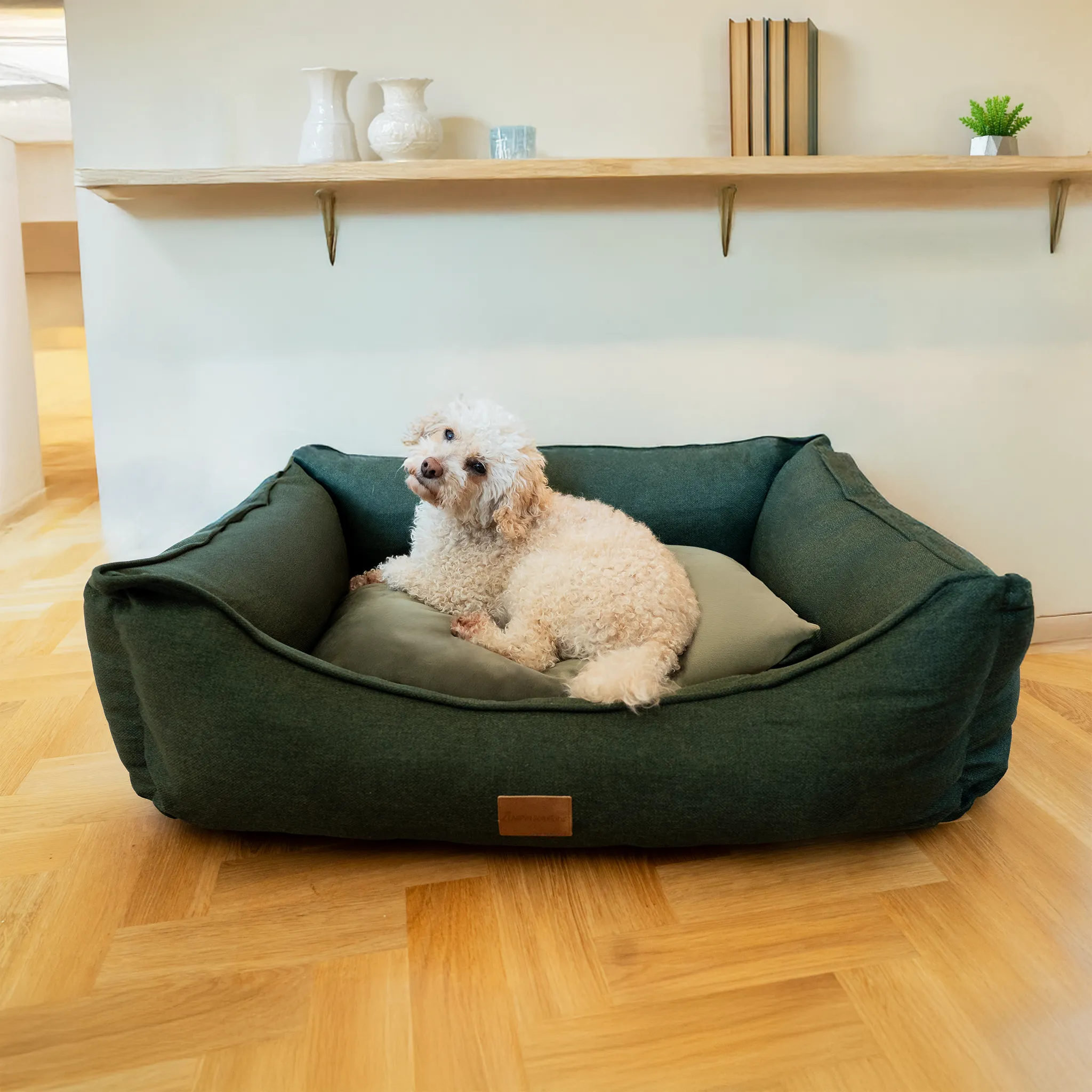AllPetSolutions Willow Premium Luxury Dog Bed - Forest Green - S/M/XL
