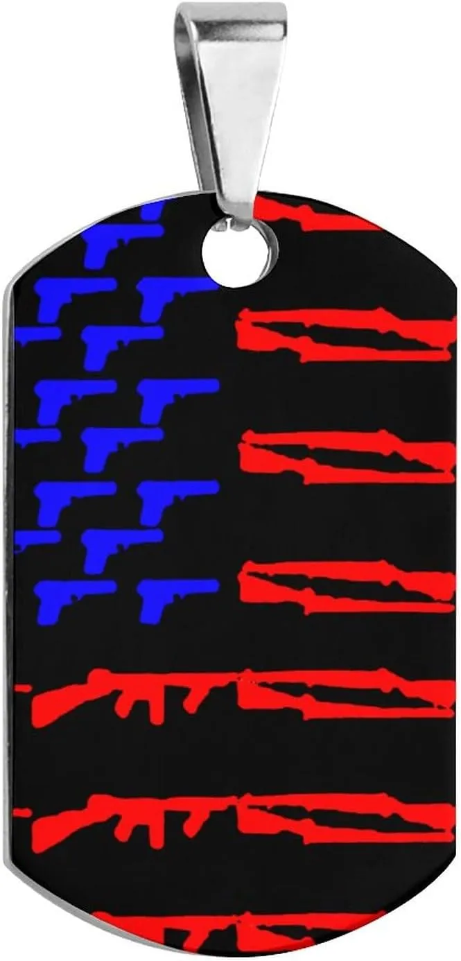 American Flag Gun Flag Pet ID Tags Personalized Stainless Steel Dog and Cat Tags Cute Collar Tag Dog Tags