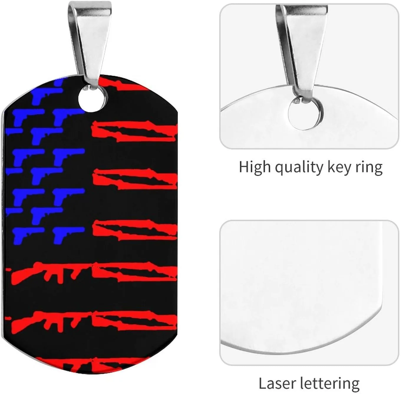 American Flag Gun Flag Pet ID Tags Personalized Stainless Steel Dog and Cat Tags Cute Collar Tag Dog Tags