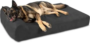 Barker Beds Headrest Extra Large Dog Bed (XL, Charcoal)  7" Thick Soft & Comfortable Orthopedic Cushion  XL Dog Bed  Durable & Washable Microsuede Cover  Made in USA
