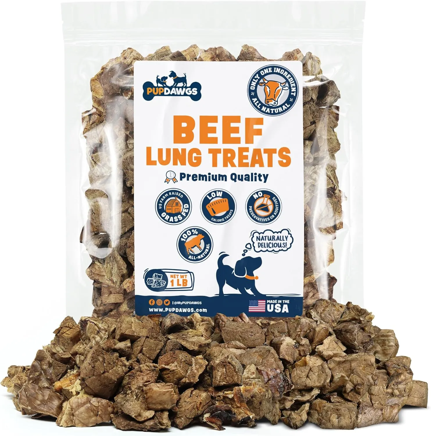 Beef Lung Dog Training Treats | Dental Chews | Healthy Low Calorie | Dehydrated Natural | 16oz Package