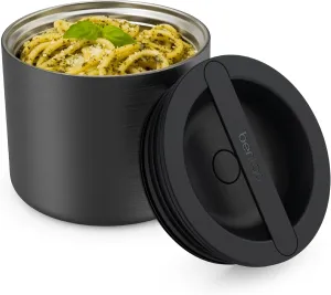 Bentgo Stainless Insulated Food Container - 2.4 Cups (19 oz), Triple-Layer Insulation, Vacuum Seal, Leak-Proof, Built-In Handle, Wide Opening, Premium Stainless Steel, for Cool/Warm Foods (Black)