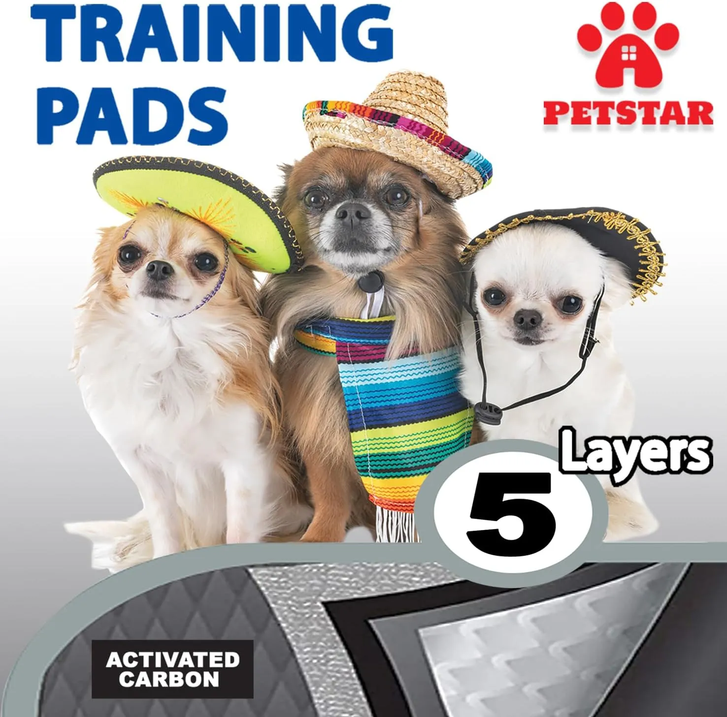 Black Charcoal Puppy Pads 24'x24', Super Absorbent & Leak Proof, 50pcs