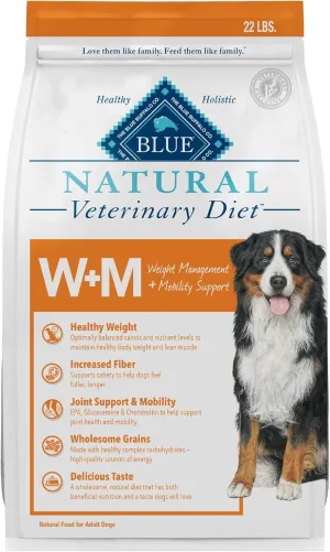 Blue Buffalo Natural Veterinary Diet W M Dry Dog Food, Weight Management   Mobility Formula, Veterinarian Prescription Required, Salmon, 22-lb Bag