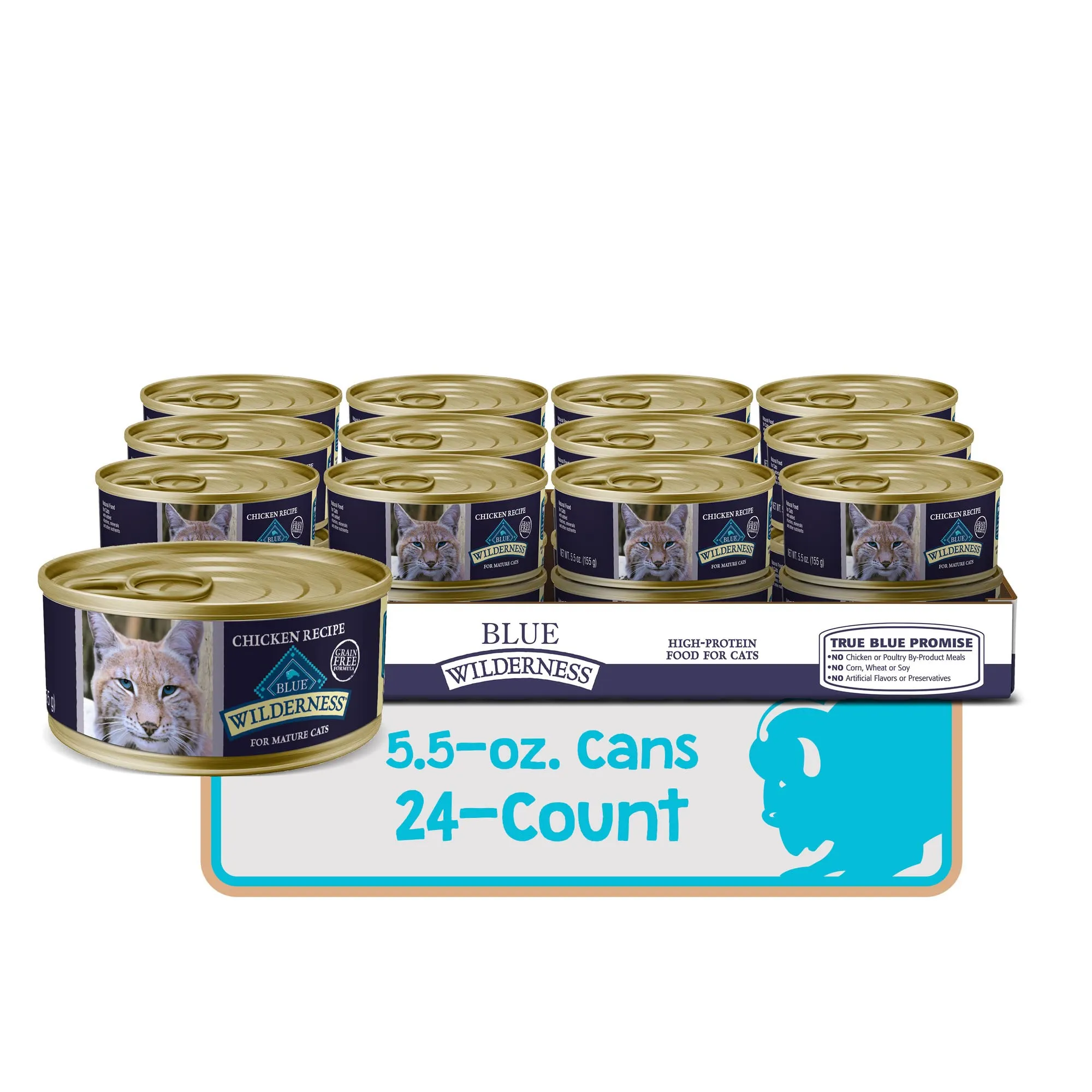 Blue Buffalo Wilderness Chicken Mature Adult Canned Cat Food - 5.5 Oz - Case of 24