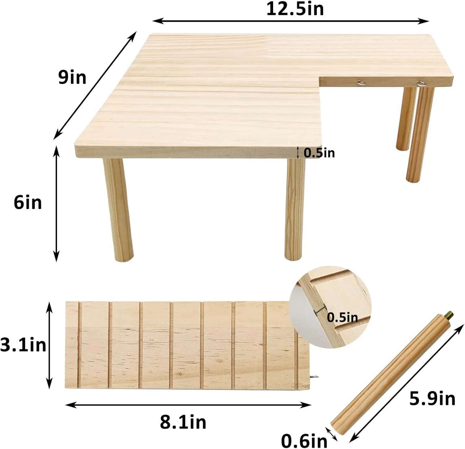 BNOSDM Wooden Hamster Platform with Legs Small Animal Standing Platform Exercise Toy Cage Accessories for Syrian Dwarf Hamsters Guinea Pigs Gerbils Degus Chinchillas Mice Bird