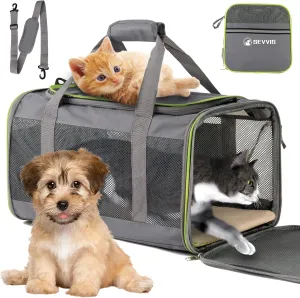 Cat Carriers for Large Cats & Dogs - Soft Sided, Collapsible Folding Pet Travel Carrier - Top Loading, 20 lbs 