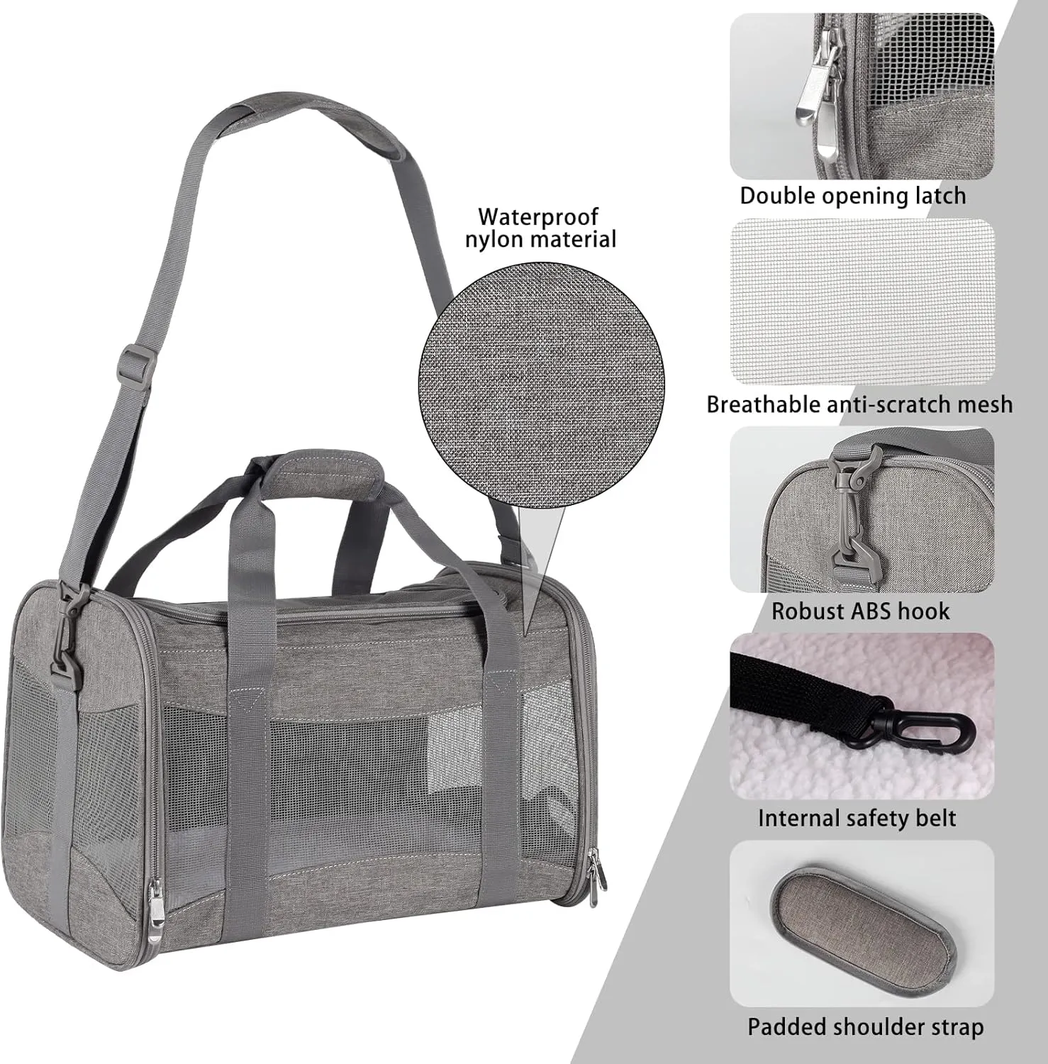 Cat Carrying Case Pet Dog Carrier Soft-Sided Cat Bag Airline Approved