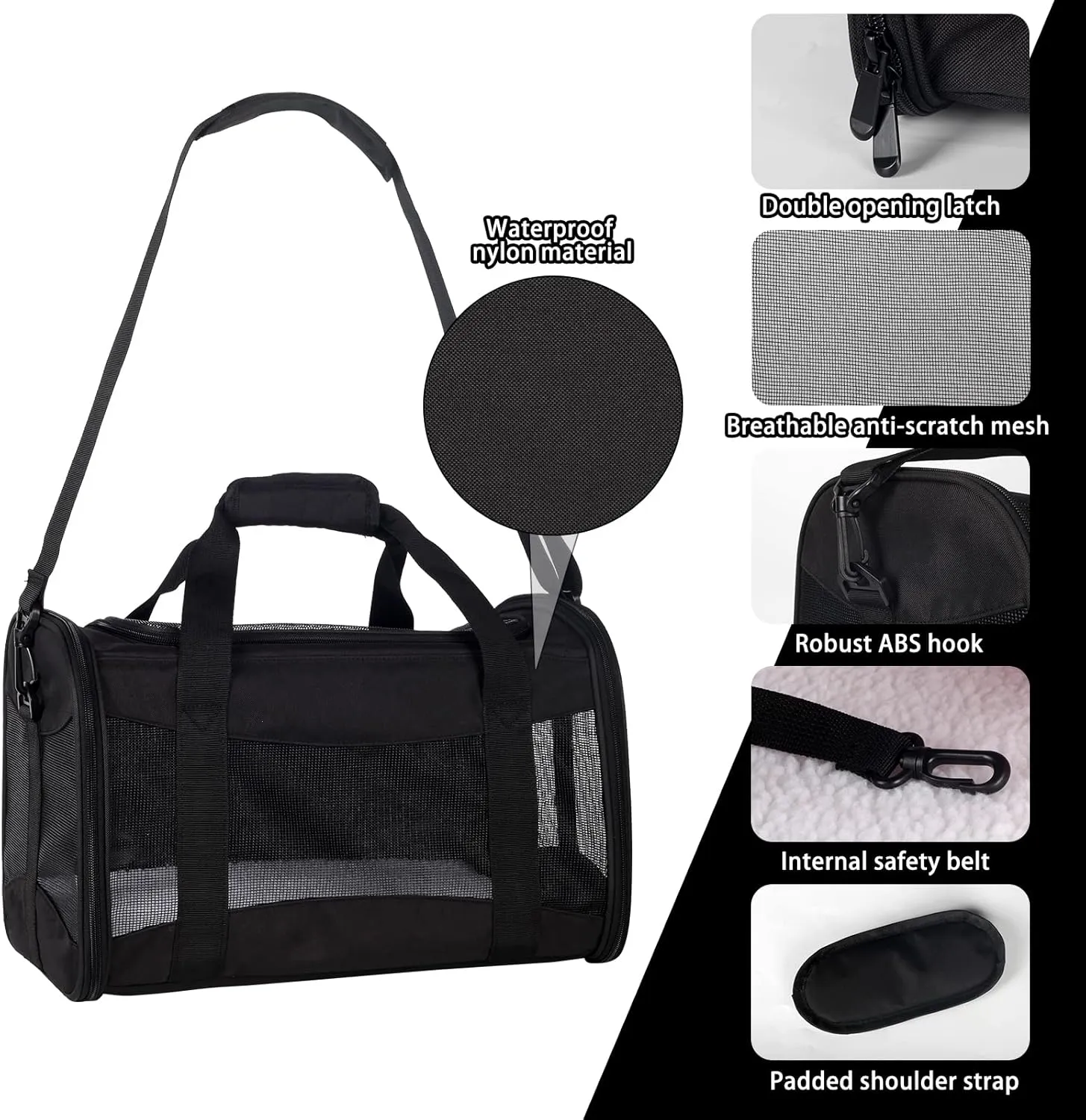 Cat Carrying Case Pet Dog Carrier Soft-Sided Cat Bag Airline Approved