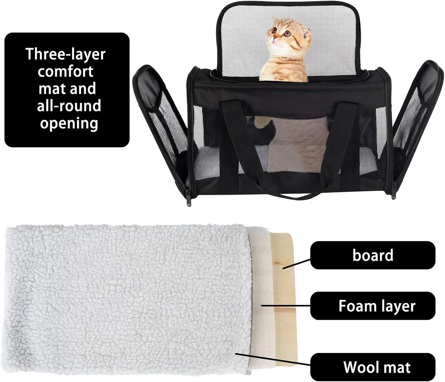 Cat Carrying Case Pet Dog Carrier Soft-Sided Cat Bag Airline Approved