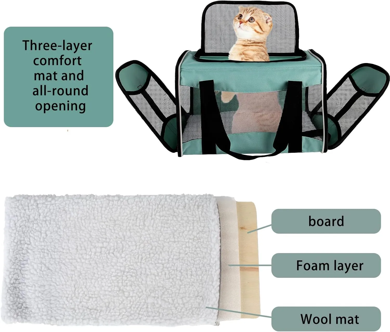 Cat Carrying Case Pet Dog Carrier Soft-Sided Cat Bag Airline Approved