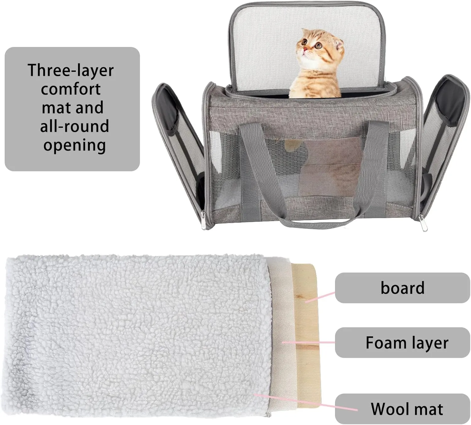Cat Carrying Case Pet Dog Carrier Soft-Sided Cat Bag Airline Approved