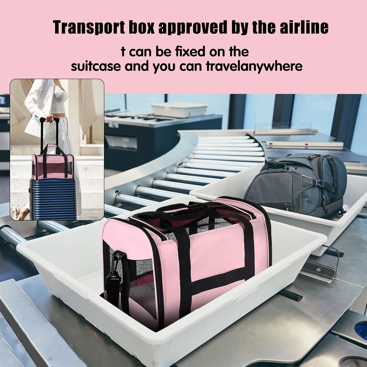 Cat Carrying Case Pet Dog Carrier Soft-Sided Cat Bag Airline Approved