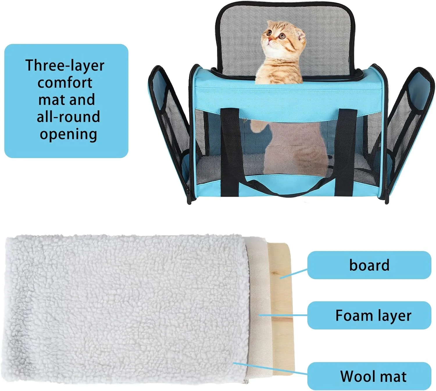 Cat Carrying Case Pet Dog Carrier Soft-Sided Cat Bag Airline Approved