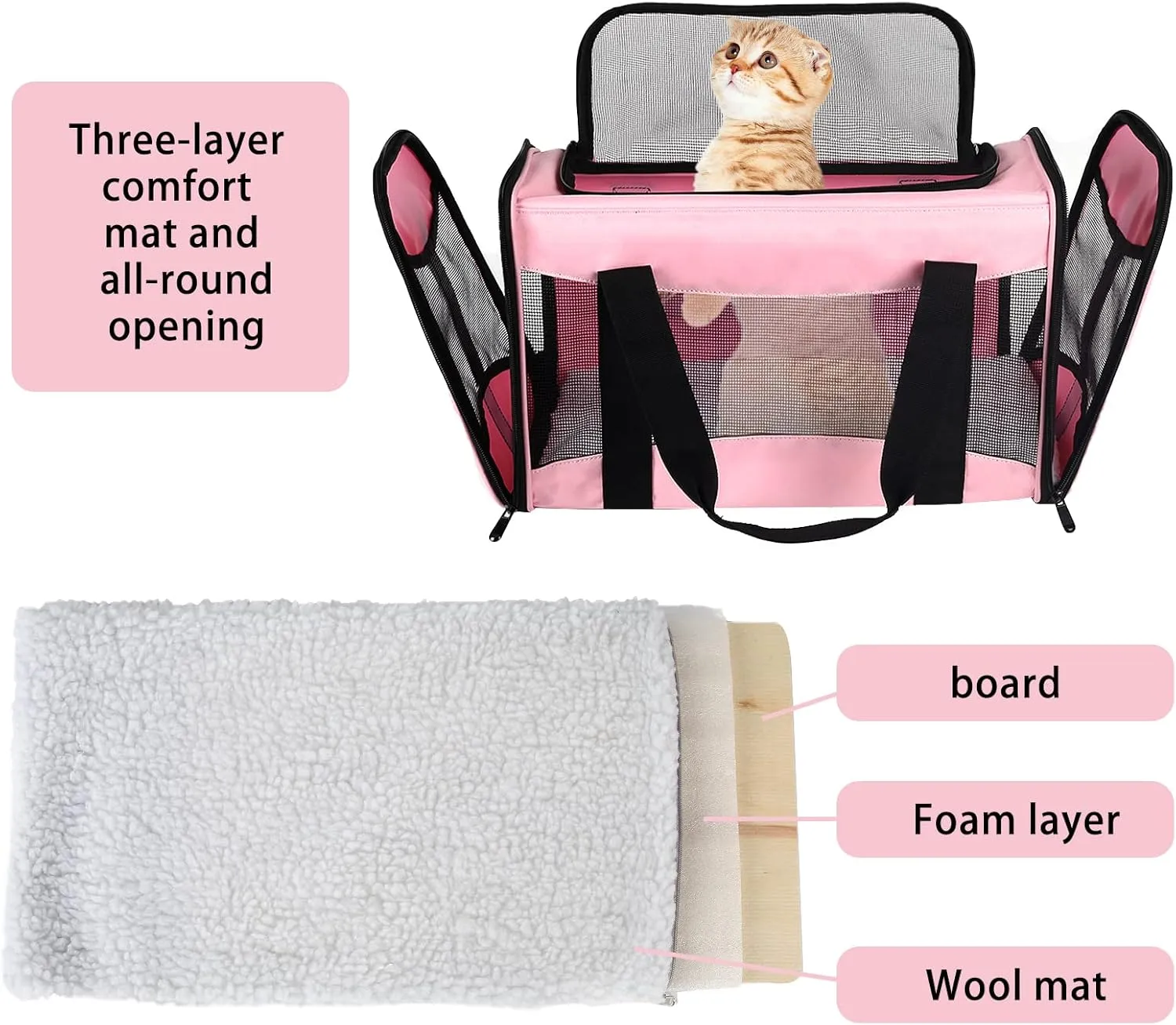 Cat Carrying Case Pet Dog Carrier Soft-Sided Cat Bag Airline Approved