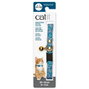 Catit Adjustable Breakaway Nylon Collar Blue With Hearts