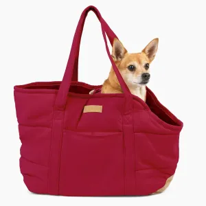 Cozy Plush Dog Purse Carrier for Small Dogs - Dog Carrier Purse with Secure Harness Clip, Dog Tote Bag for Small Dogs and Puppies - Red
