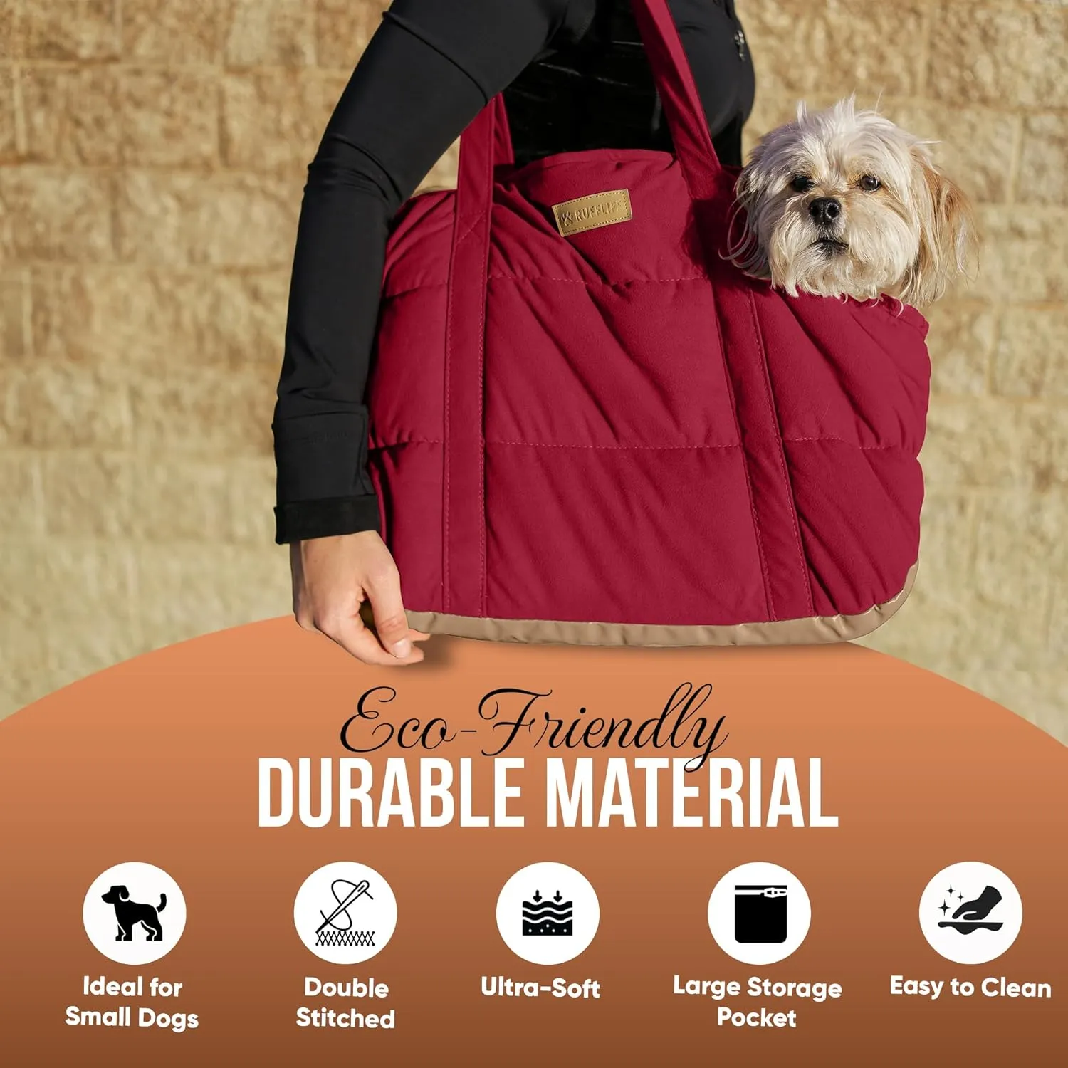 Cozy Plush Dog Purse Carrier for Small Dogs - Dog Carrier Purse with Secure Harness Clip, Dog Tote Bag for Small Dogs and Puppies - Red