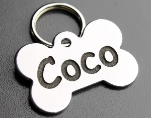 DEEP Custom Stainless Steel Pet ID Tags Front and Back Engraved Dog Tags Personalized for Dogs and Cats (XS Bone 3/4" x1-1/4)