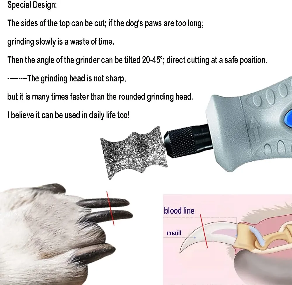 Diamond Dremel Dog Nail Grinder Bits for Rotary Tool-1/8'' Dremel Dog Nail Grinder Attachment-Pet Nail Grinder Bit Work for Animals Nail Care (C)
