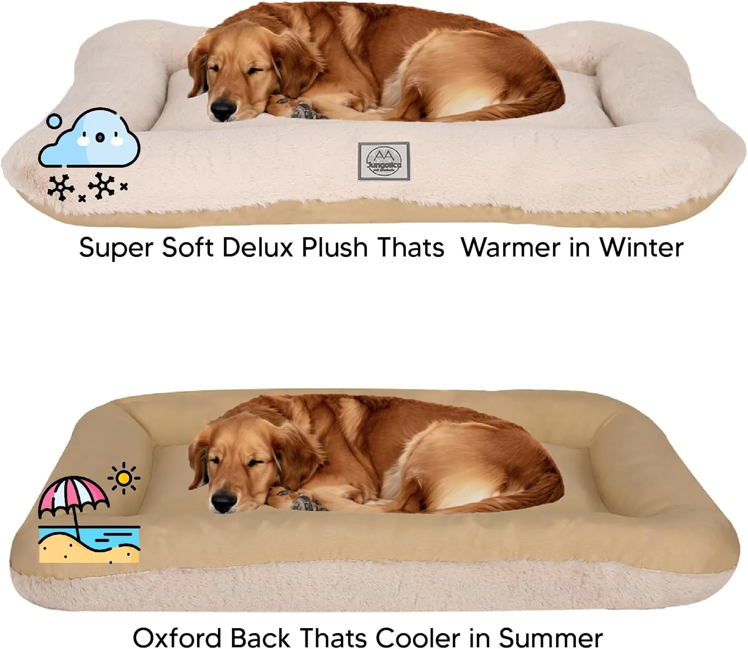 Dog Crate Bed for Extra Large Dogs,Memory Foam Dog Bed, Deluxe Thick Fluffy Comfy Kennel Pad, Durable Oxford Fabric on one Side, Washable Dog Bed with Waterproof Lining with Removable Cover. Beige