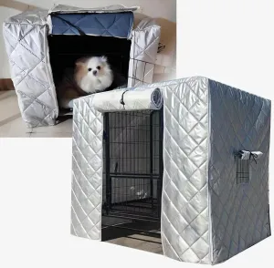 Dog Crate Cover, Water Resistant Pet Kennel Protector, Animal Cage Windproof Warm Blanket, Pet Warm Cover with Roll-up Door, Cold Weather Dog Crate Kennel Cover, for Chicken Coop/Cat Crate,70x50x60cm