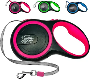 Dog Leash Retractable,Sturdy, Heavy-Duty, Tangle-Free, Soft,Anti-Slip Handle & Easy One Hand Brake for Puppy, Small, Medium, Large Breeds Dogs (Pink, 110 LBS/26 FT (L))