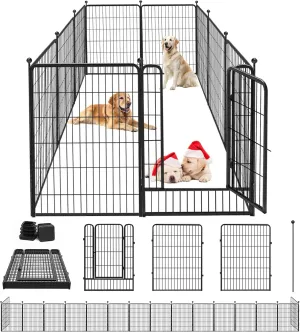Dog Playpen 40" Height Portable Dog Fence 10 Panels Dog Pen Outdoor for Yard, Pet Playpen with Lockable Door for Large/Medium/Small Dogs, Heavy Duty Puppy Playpen Pet Fence for RV, Camping