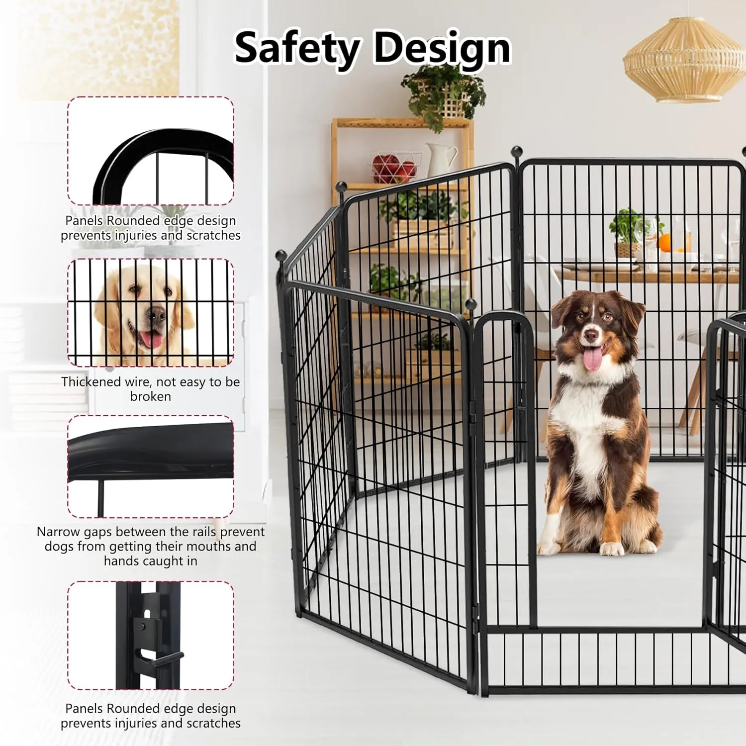 Dog Playpen 40" Height Portable Dog Fence 10 Panels Dog Pen Outdoor for Yard, Pet Playpen with Lockable Door for Large/Medium/Small Dogs, Heavy Duty Puppy Playpen Pet Fence for RV, Camping