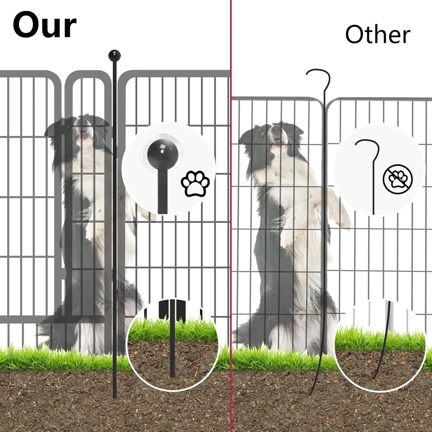 Dog Playpen 40" Height Portable Dog Fence 10 Panels Dog Pen Outdoor for Yard, Pet Playpen with Lockable Door for Large/Medium/Small Dogs, Heavy Duty Puppy Playpen Pet Fence for RV, Camping