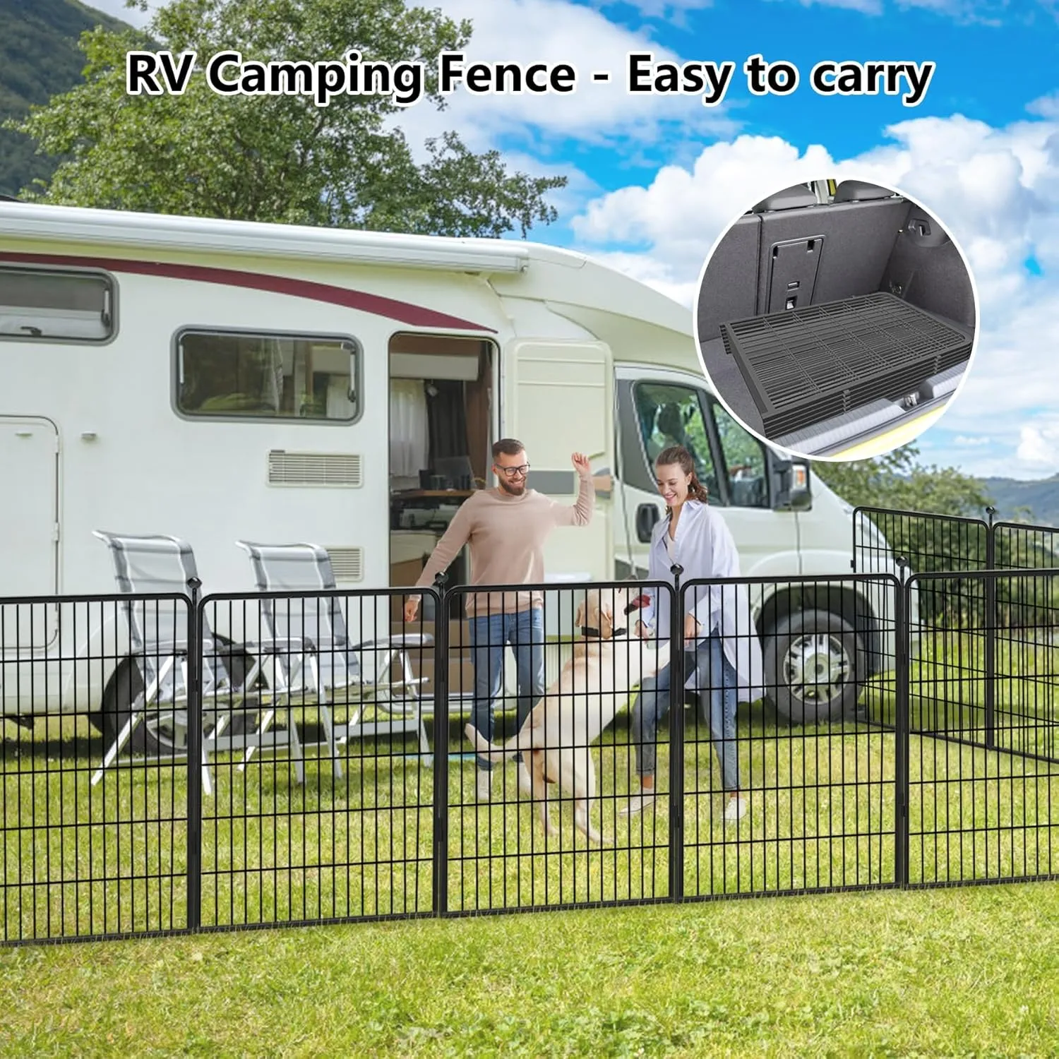 Dog Playpen 40" Height Portable Dog Fence 10 Panels Dog Pen Outdoor for Yard, Pet Playpen with Lockable Door for Large/Medium/Small Dogs, Heavy Duty Puppy Playpen Pet Fence for RV, Camping