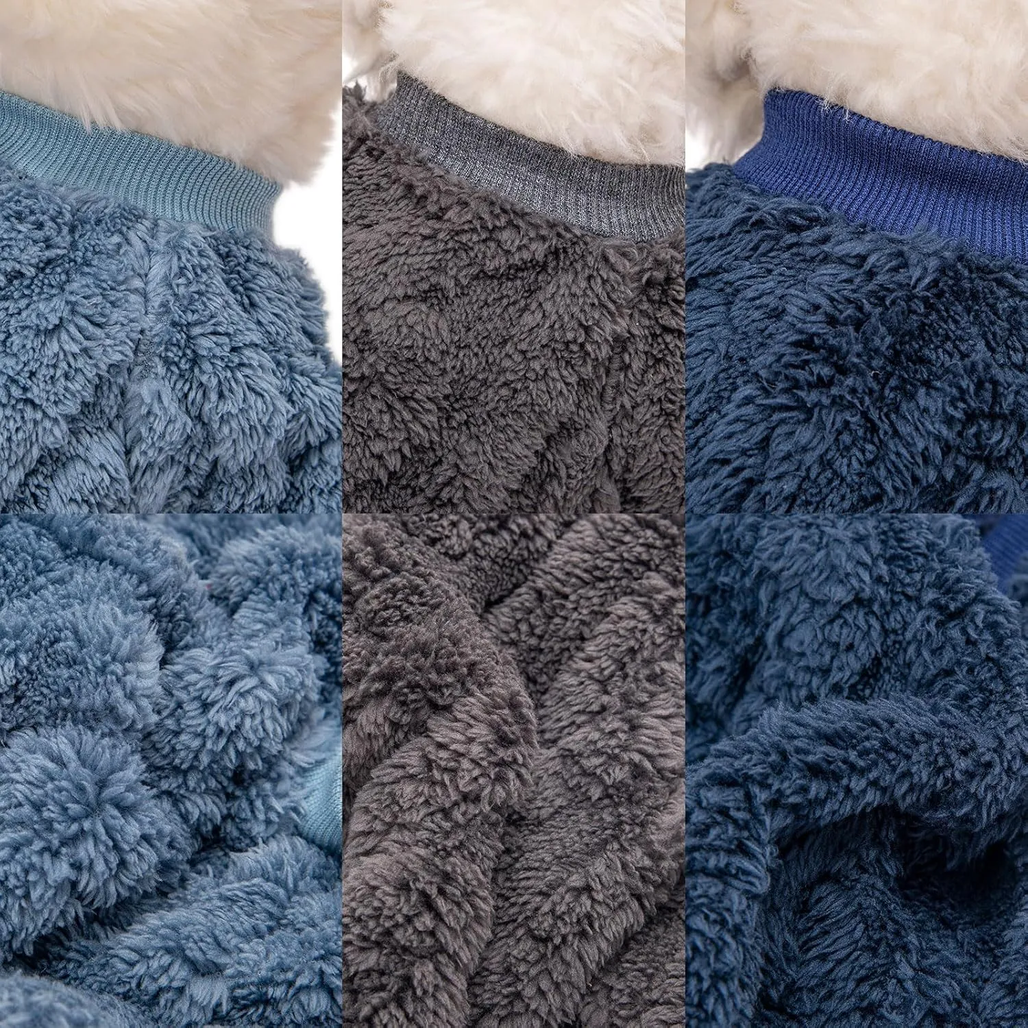 Dog Sweater, 3 Pack Dog Sweaters for Small Dogs or Cats, Girl or Boy, Warm Dog Clothes Shirt Coat for Winter Christmas (Blue, Dark Blue, Grey, Small)