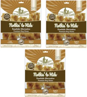 Fieldcrest Farms Nothin to Hide Flip Chips Dog Chews - All Natural Rawhide Alternative Treats for Dogs, Chicken, Beef or Peanut Butter Flavor Snack for All Breed Dogs - 3 Pack (Peanut Butter)