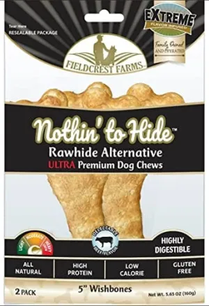 Fieldcrest Farms Nothin' To Hide Ultra Wishbone Natural Dog Chews - Beef - 5 In - 2Pk