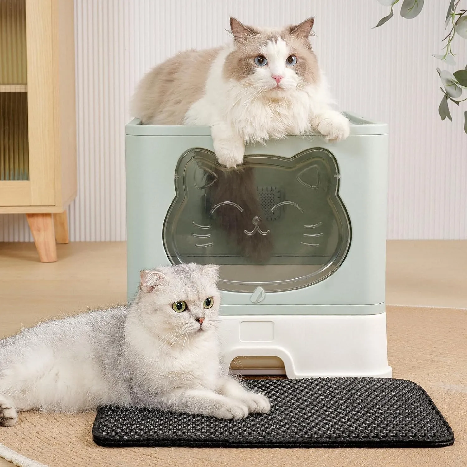 Fully Enclosed Litter Box with Lid, Foldable Extra Large Cat Toilet, Drawer Type Cat Litter Tray with Plastic Scoop, Suitable for Cats Under 17.6Ib(8kg)