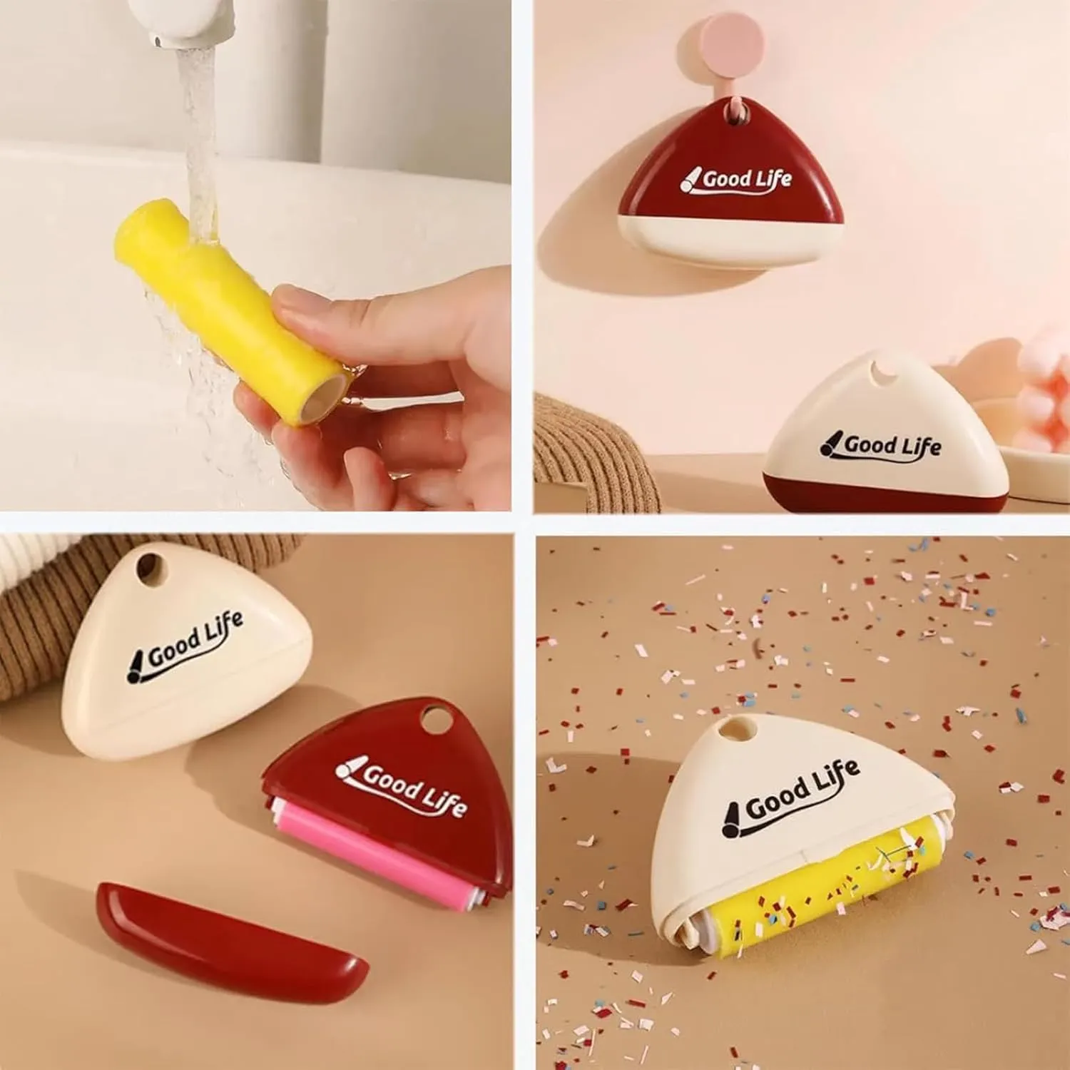 Good Life Lint Roller - Reusable, Washable Lint Remover, Portable Pet Hair Remover for Clothes (White*2)