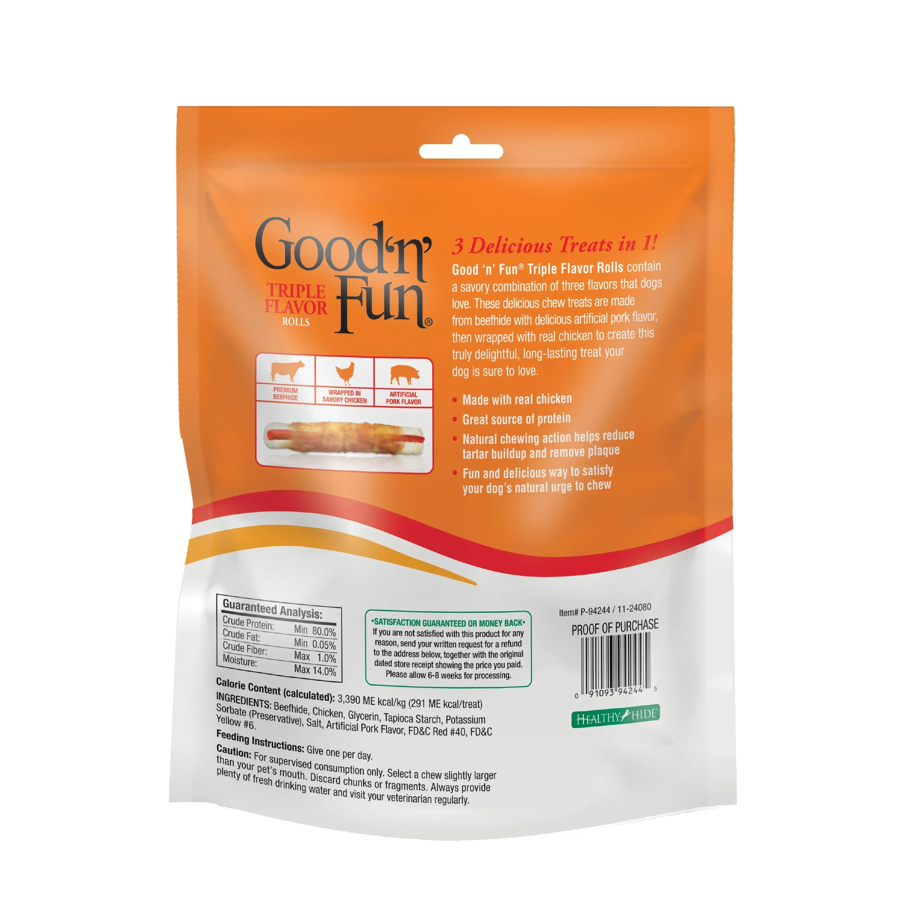 Good ‘n’ Fun Triple Flavor 7 inch Rolls, Chews for Dogs